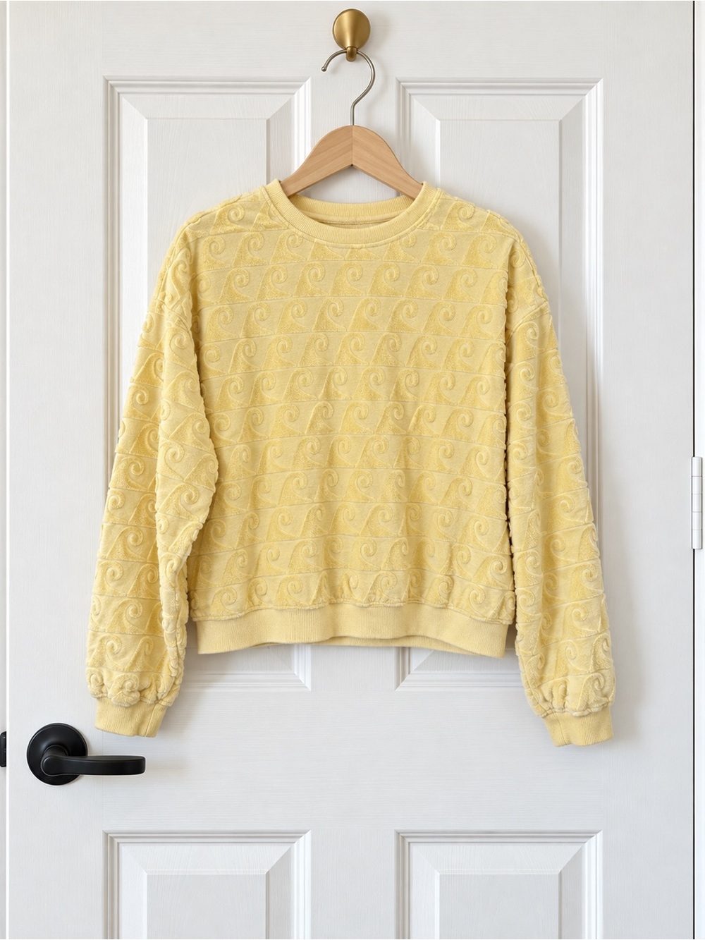Rylee + Cru Terry Cloth Wave Sweatshirt Cream Yellow Size 12